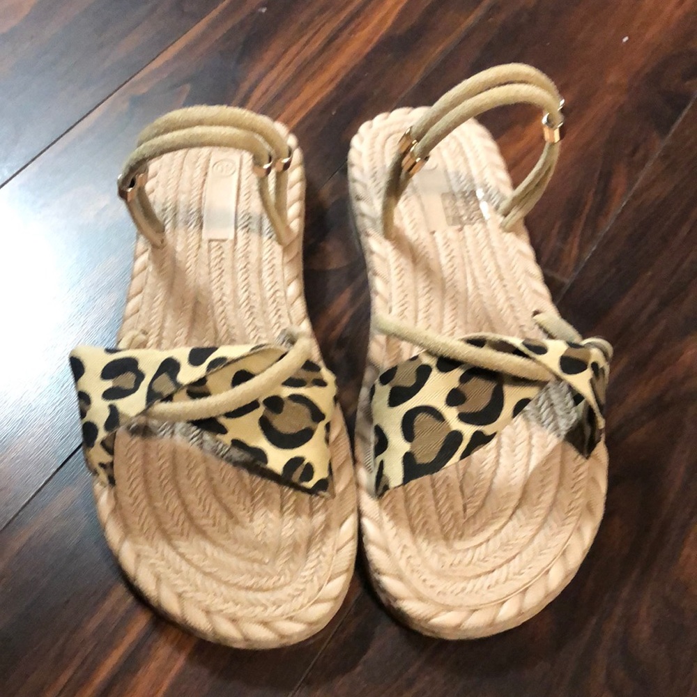 Leopard and tan sandals